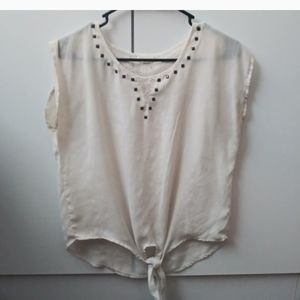 Sale- Vintage white sleeveless tie crop top